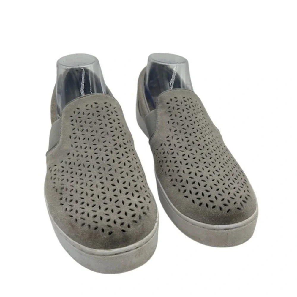 Vionic Kani Sneakers Women's Size 10 Grey Suede Laser Perforated Slip On Loafers